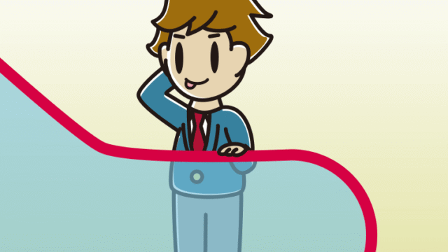 エスカレーターでテヘヘな男子高校生のイラスト【色、背景あり】PNG