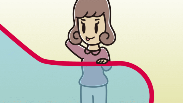 エスカレーターでテヘヘな女子大学生のイラスト【色、背景あり】PNG