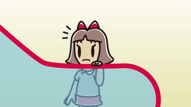 エスカレーターで何かに気付く小学生女子のイラスト【色、背景あり】PNG