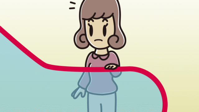 エスカレーターで何かに気付く女子大学生のイラスト【色、背景あり】PNG