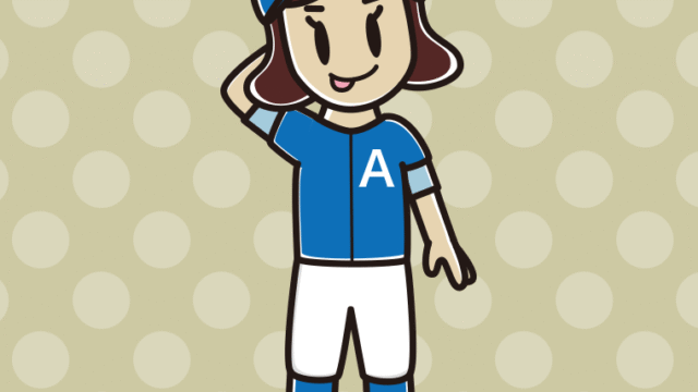 テヘヘな野球のユニフォーム姿の女子高校生のイラスト【色、背景あり】PNG