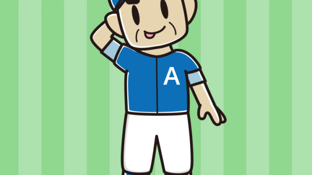 テヘヘな野球のユニフォーム姿のおじさんのイラスト【色、背景あり】PNG