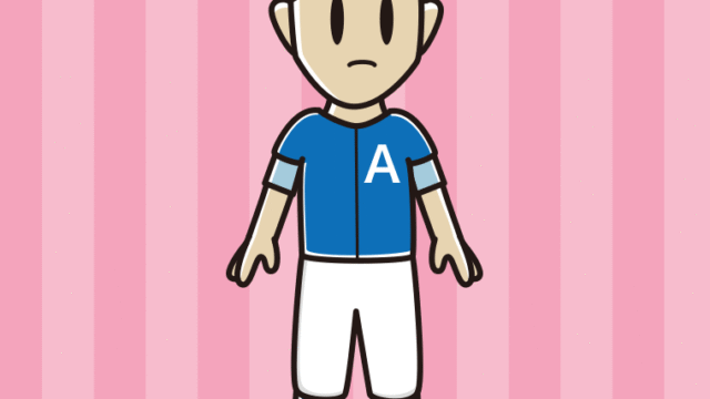 何かに気付く野球のユニフォーム姿の男性のイラスト【色、背景あり】PNG