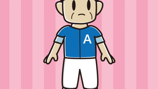 何かに気付く野球のユニフォーム姿のおじさんのイラスト【色、背景あり】PNG