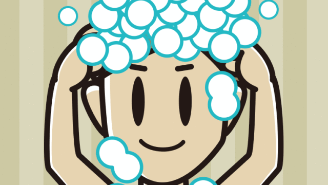 頭を洗う男性のイラスト【色、背景あり】PNG