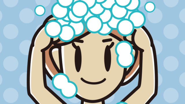 頭を洗う女性のイラスト【色、背景あり】PNG