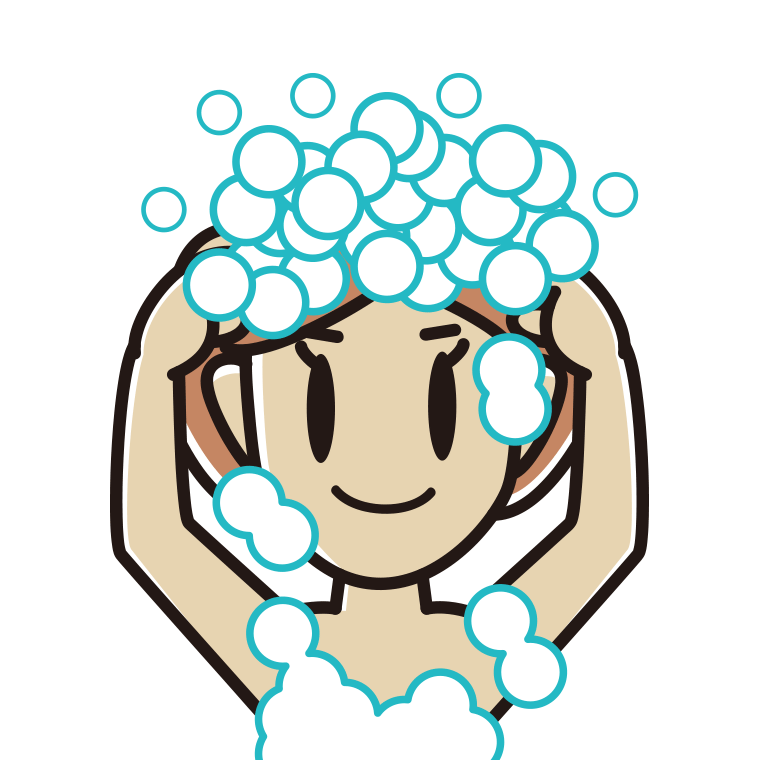 頭を洗う女性のイラスト【色あり、背景なし】透過PNG