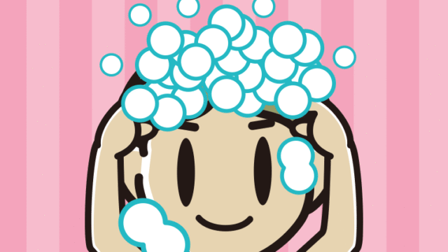 頭を洗う小学生男子のイラスト【色、背景あり】PNG