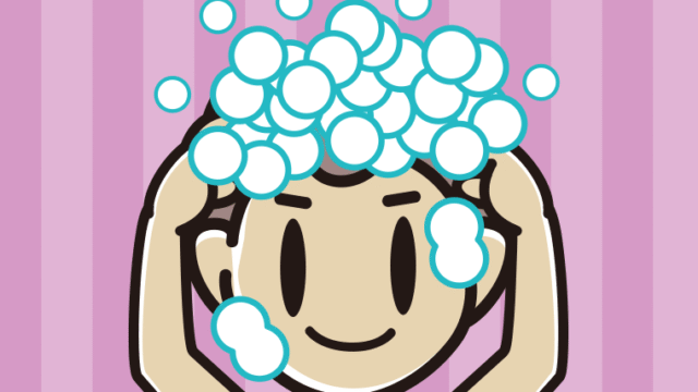 頭を洗う男子中学生のイラスト【色、背景あり】PNG