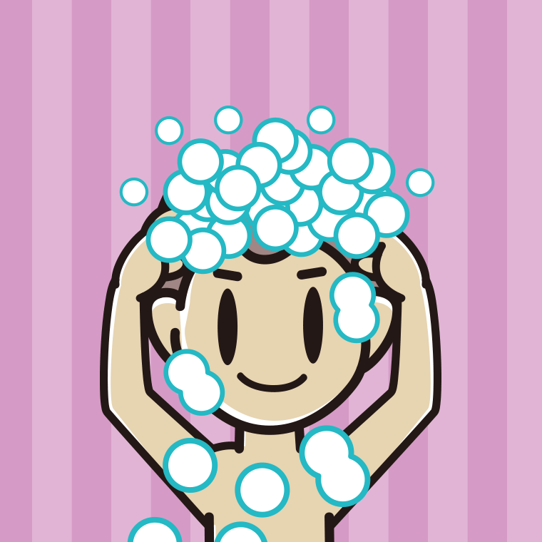 頭を洗う男子中学生のイラスト【色、背景あり】PNG