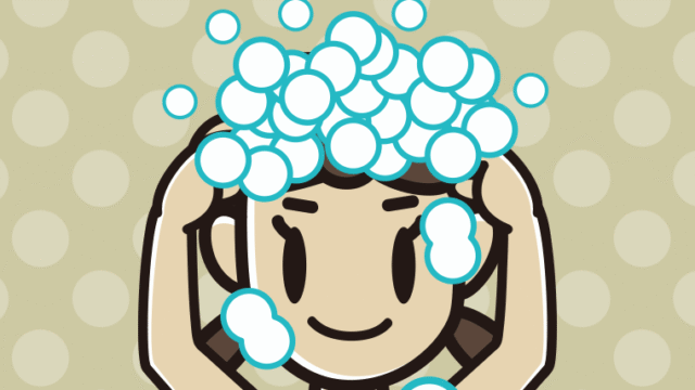 頭を洗う女子中学生のイラスト【色、背景あり】PNG