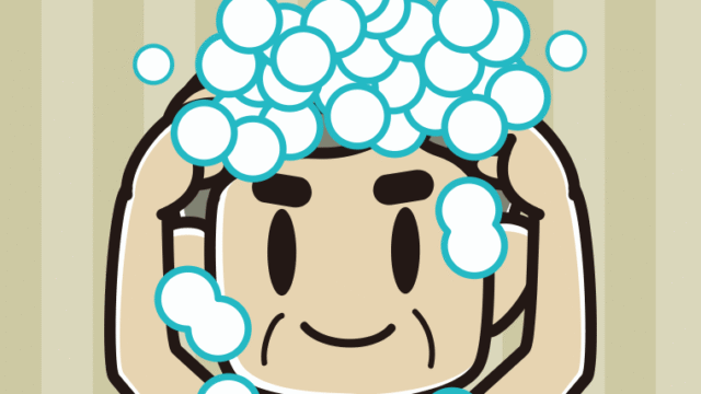 頭を洗うおじさんのイラスト【色、背景あり】PNG