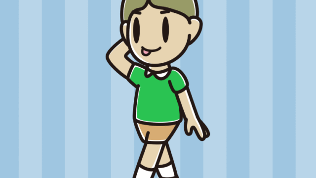 歩いていてテヘヘな小学生男子のイラスト【色、背景あり】PNG