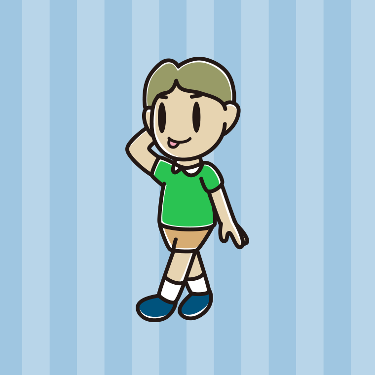 歩いていてテヘヘな小学生男子のイラスト【色、背景あり】PNG