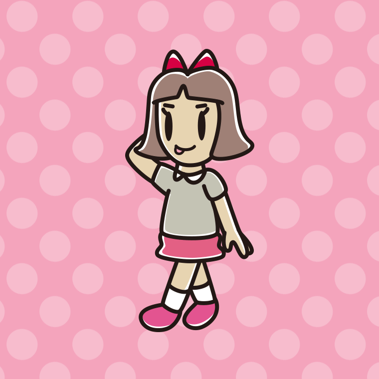 歩いていてテヘヘな小学生女子のイラスト【色、背景あり】PNG