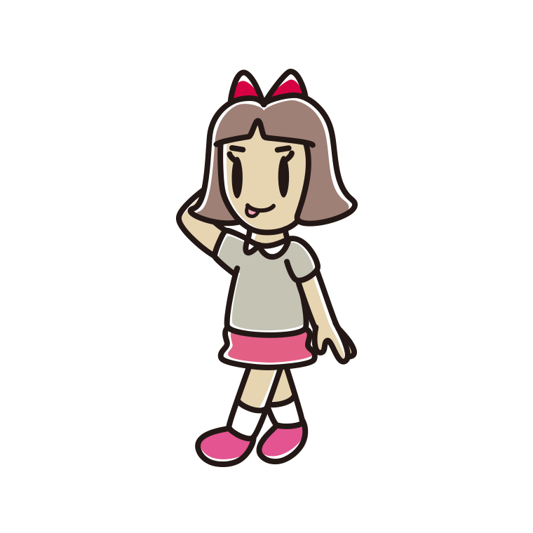 歩いていてテヘヘな小学生女子のイラスト【色あり、背景なし】透過PNG