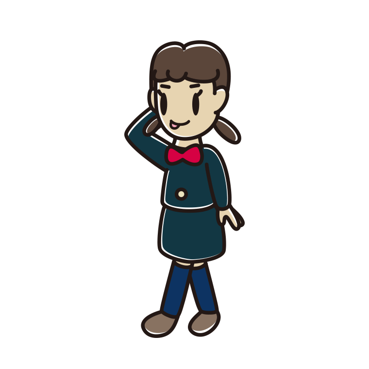 歩いていてテヘヘな女子中学生のイラスト【色あり、背景なし】透過PNG