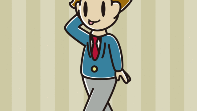 歩いていてテヘヘな男子高校生のイラスト【色、背景あり】PNG