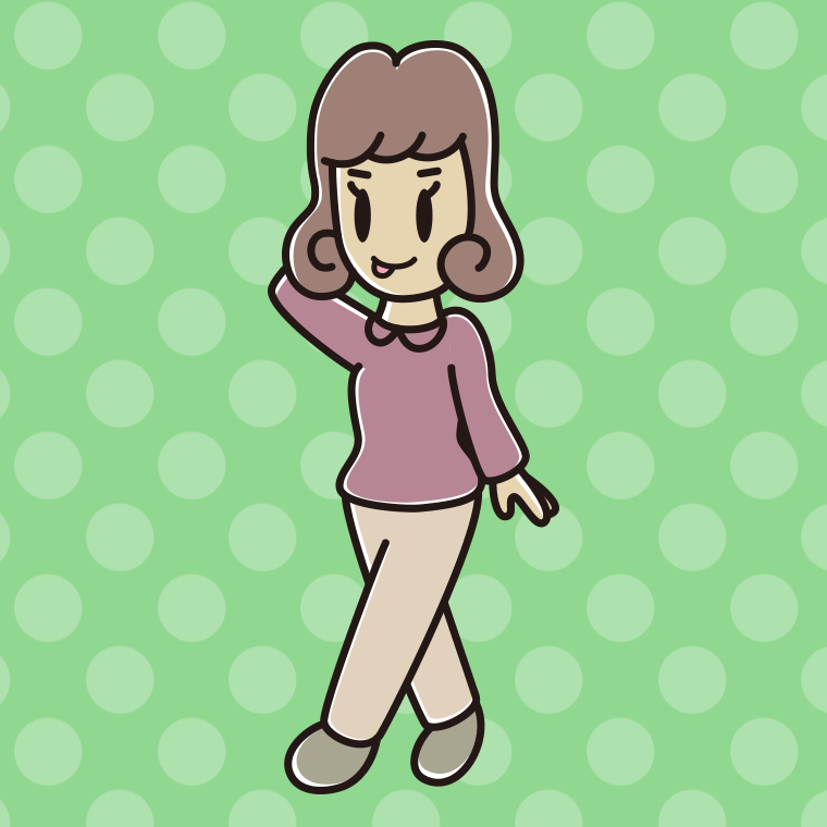 歩いていてテヘヘな女子大学生のイラスト【色、背景あり】PNG