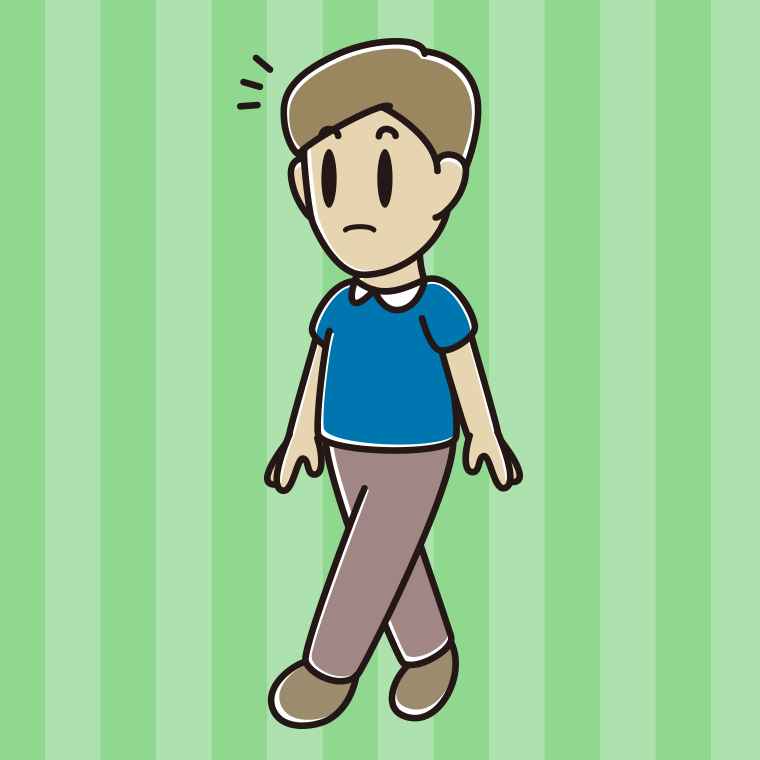 歩いていて何かに気付く男性のイラスト【色、背景あり】PNG