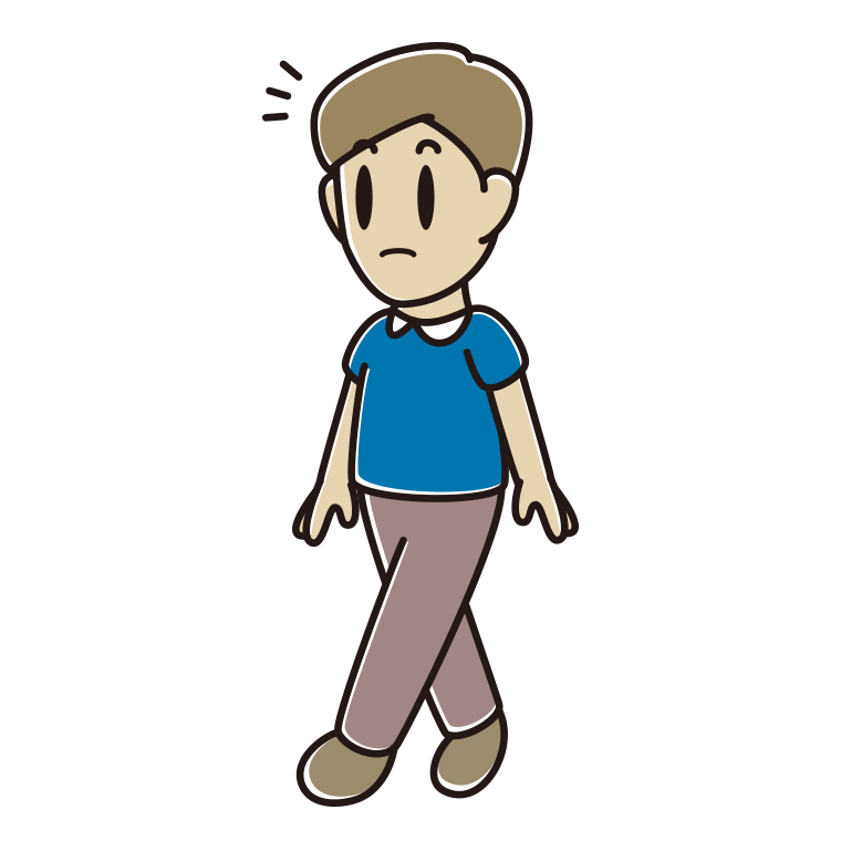 歩いていて何かに気付く男性のイラスト【色あり、背景なし】透過PNG