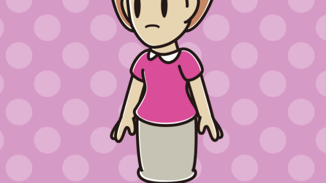 歩いていて何かに気付く女性のイラスト【色、背景あり】PNG