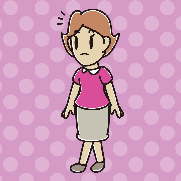 歩いていて何かに気付く女性のイラスト【色、背景あり】PNG