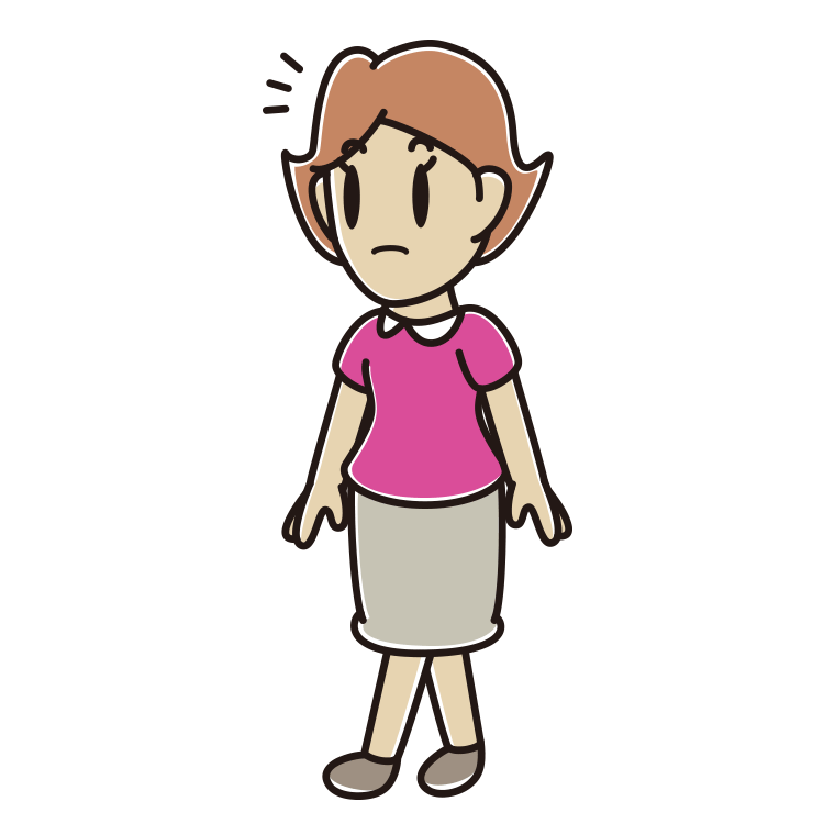 歩いていて何かに気付く女性のイラスト【色あり、背景なし】透過PNG