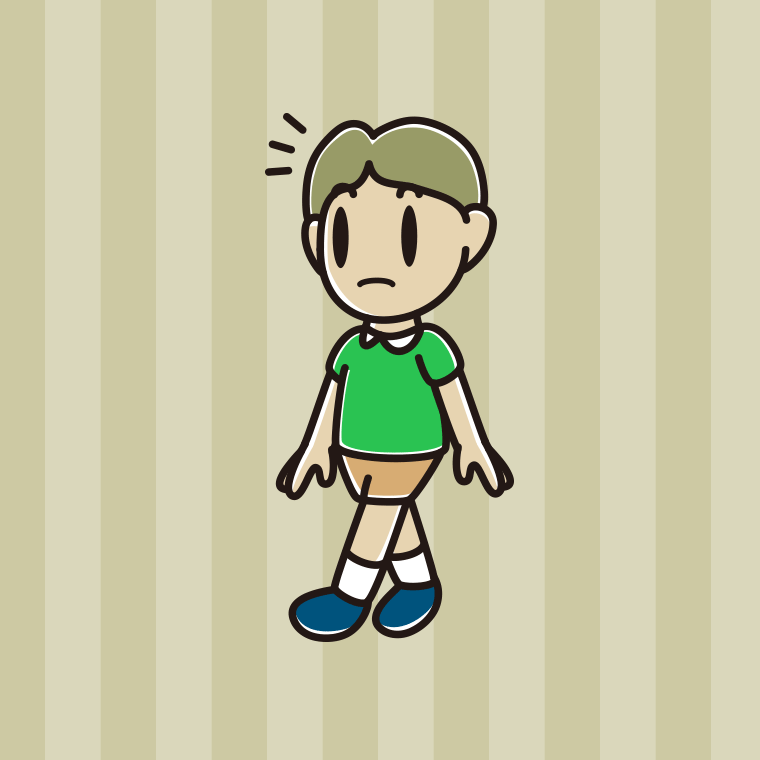 歩いていて何かに気付く小学生男子のイラスト【色、背景あり】PNG