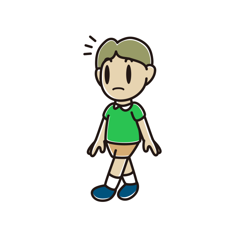 歩いていて何かに気付く小学生男子のイラスト【色あり、背景なし】透過PNG