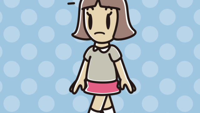 歩いていて何かに気付く小学生女子のイラスト【色、背景あり】PNG