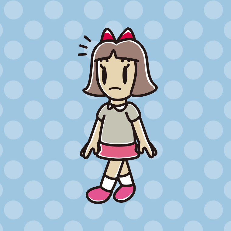 歩いていて何かに気付く小学生女子のイラスト【色、背景あり】PNG