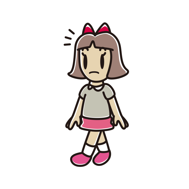 歩いていて何かに気付く小学生女子のイラスト【色あり、背景なし】透過PNG