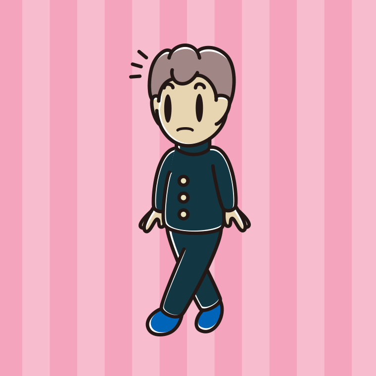 歩いていて何かに気付く男子中学生のイラスト【色、背景あり】PNG