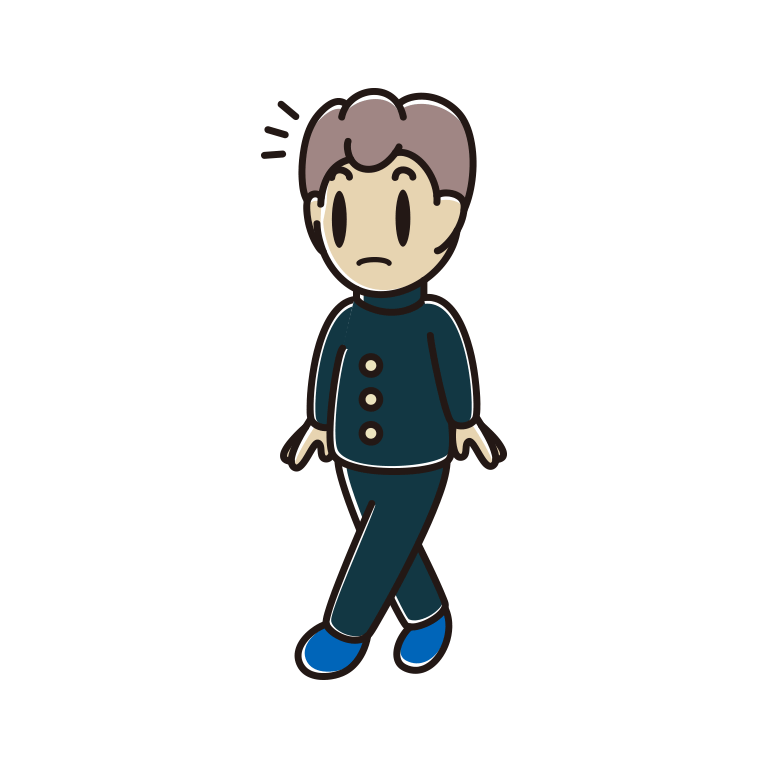 歩いていて何かに気付く男子中学生のイラスト【色あり、背景なし】透過PNG