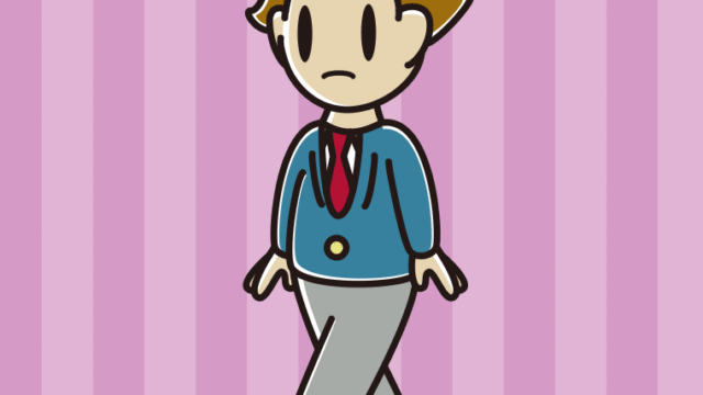 歩いていて何かに気付く男子高校生のイラスト【色、背景あり】PNG