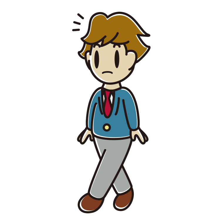 歩いていて何かに気付く男子高校生のイラスト【色あり、背景なし】透過PNG