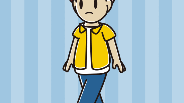 歩いていて何かに気付く男子大学生のイラスト【色、背景あり】PNG