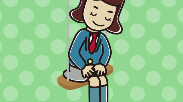 ブランコでお辞儀する女子高校生のイラスト【色、背景あり】PNG
