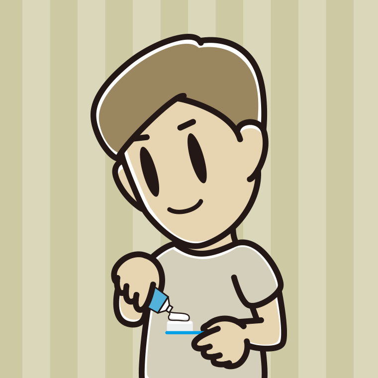 歯磨き粉をつける男性のイラスト【色、背景あり】PNG