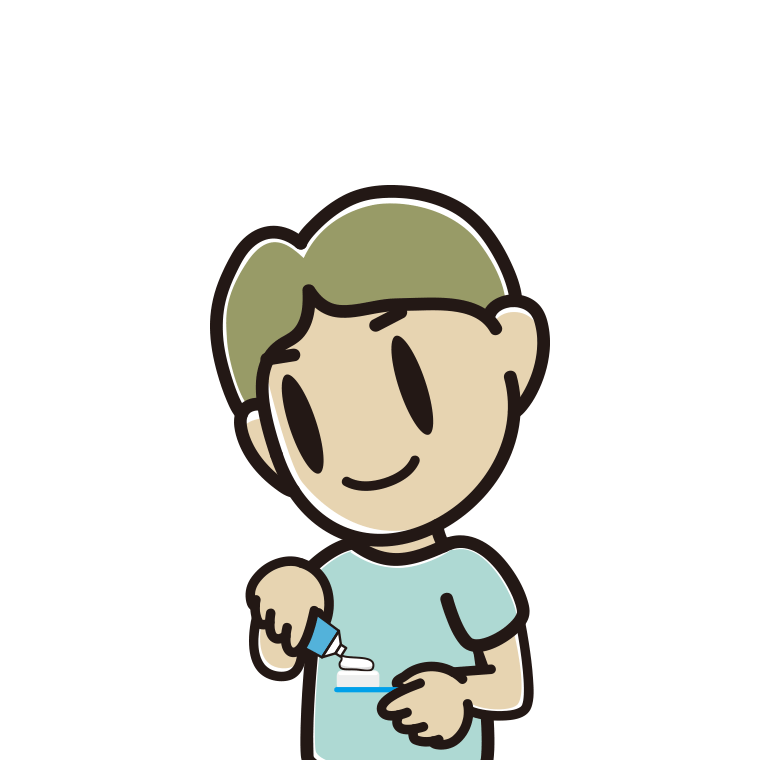 歯磨き粉をつける小学生男子のイラスト【色あり、背景なし】透過PNG