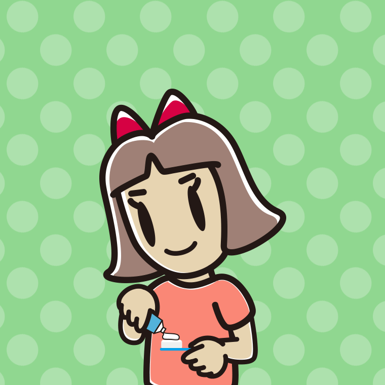 歯磨き粉をつける小学生女子のイラスト【色、背景あり】PNG