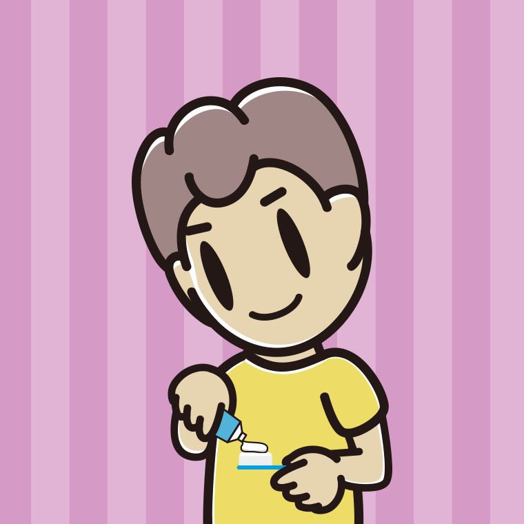 歯磨き粉をつける男子中学生のイラスト【色、背景あり】PNG