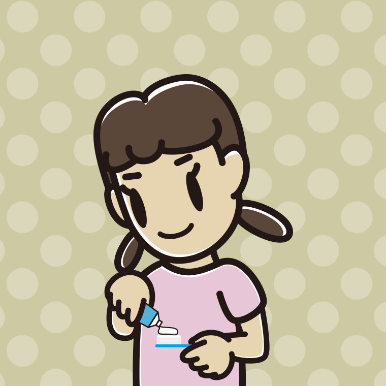 歯磨き粉をつける女子中学生のイラスト【色、背景あり】PNG