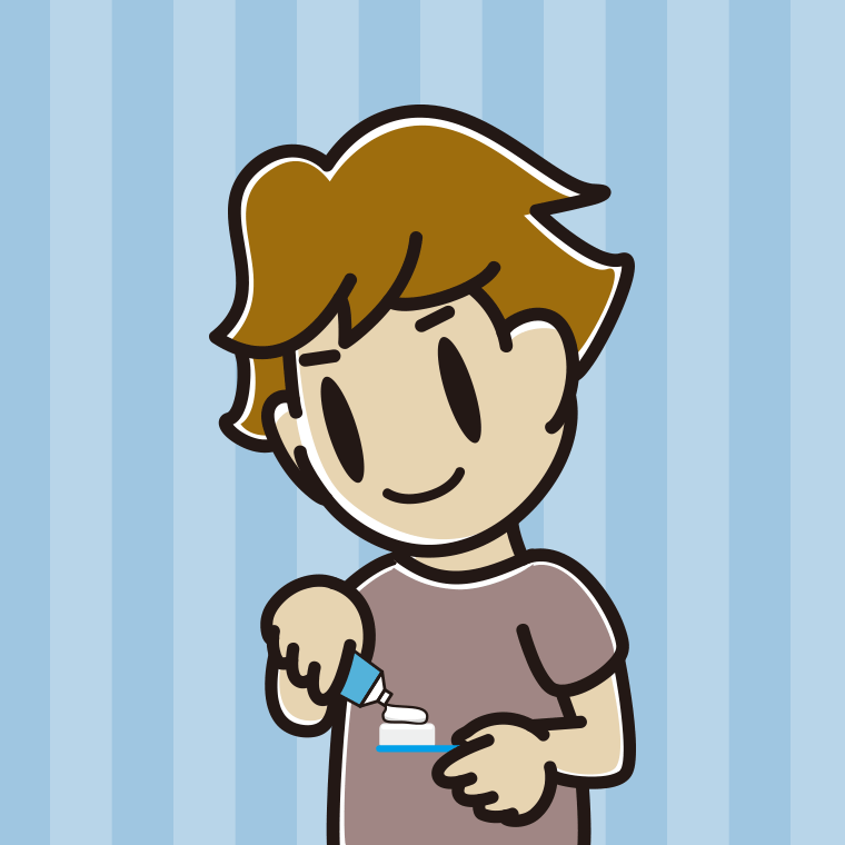 歯磨き粉をつける男子高校生のイラスト【色、背景あり】PNG