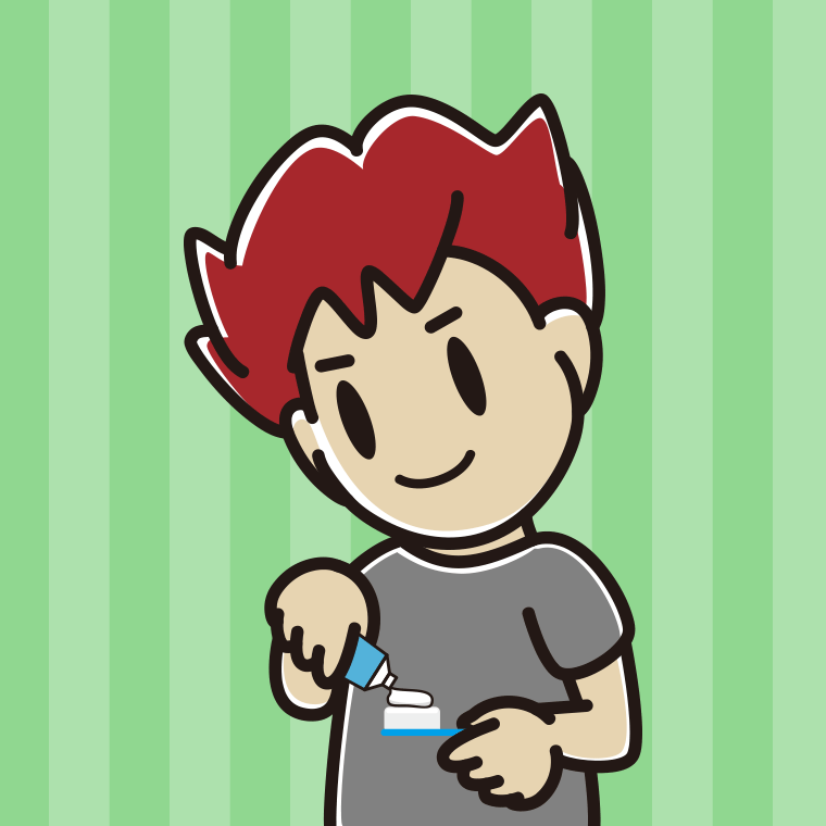 歯磨き粉をつける男子大学生のイラスト【色、背景あり】PNG