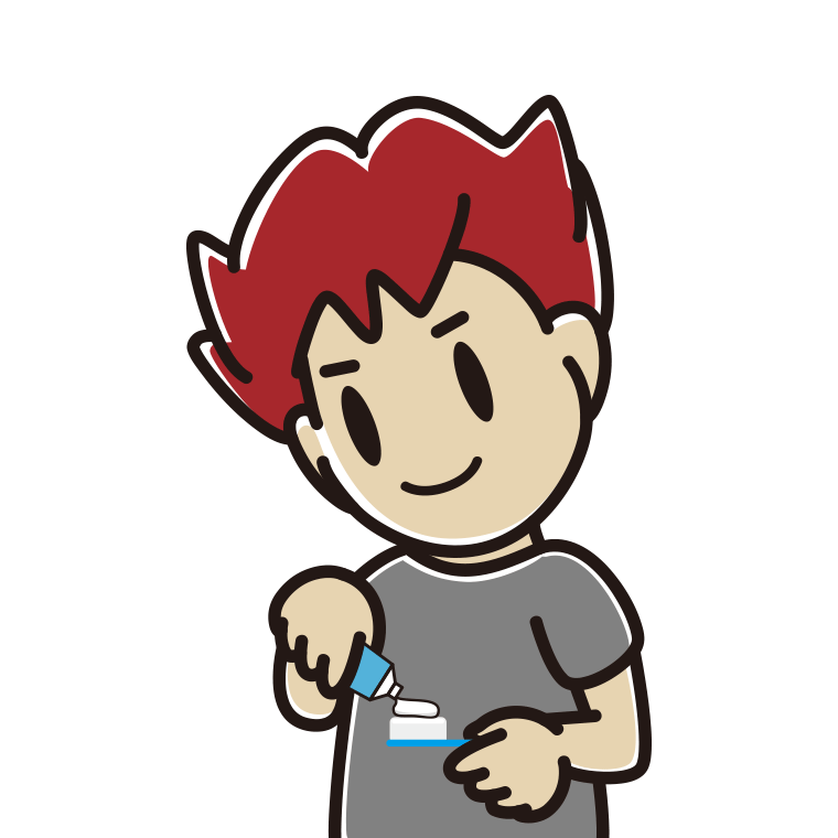歯磨き粉をつける男子大学生のイラスト【色あり、背景なし】透過PNG