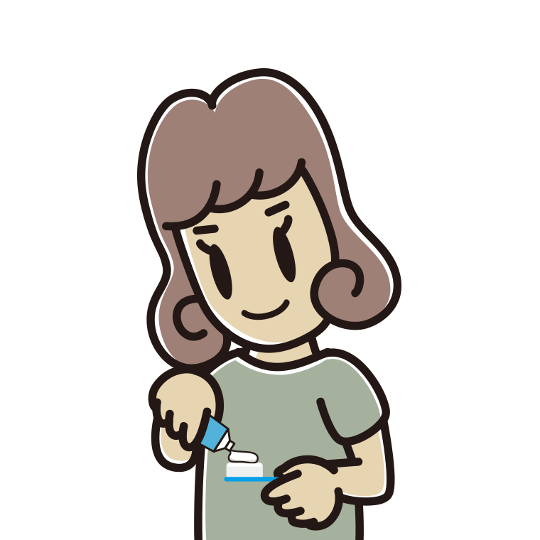 歯磨き粉をつける女子大学生のイラスト【色あり、背景なし】透過PNG