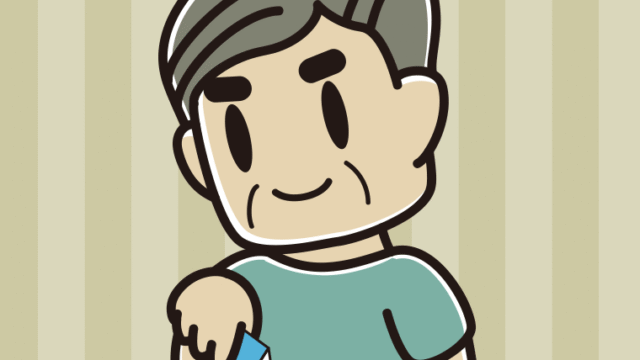 歯磨き粉をつけるおじさんのイラスト【色、背景あり】PNG