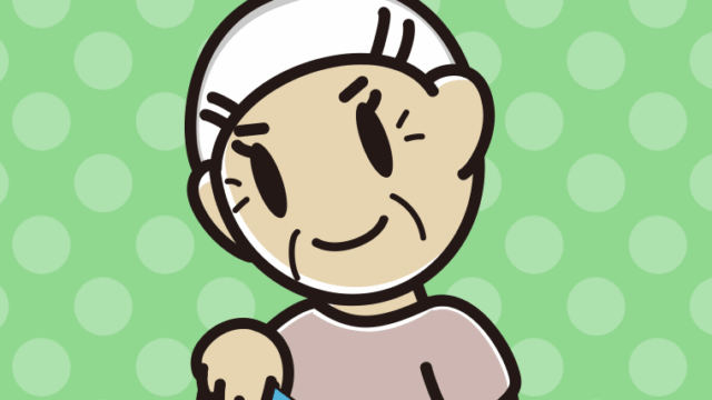 歯磨き粉をつけるおばあさんのイラスト【色、背景あり】PNG
